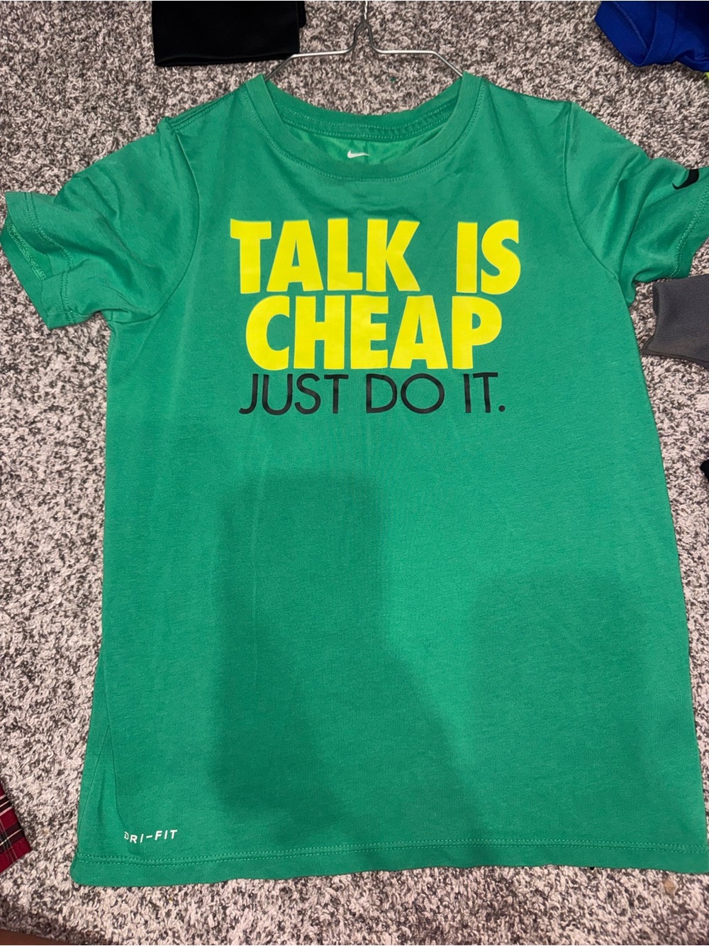Nike Green Short-Sleeve 'Talk Is Cheap' Graphic Tee